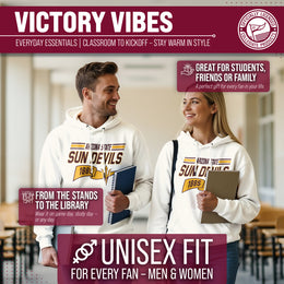 Arizona State Sun Devils NCAA Adult Unisex Varsity Club Pennant Hooded Fleece Sweatshirt - Off White