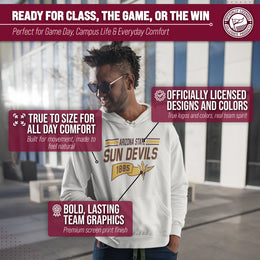 Arizona State Sun Devils NCAA Adult Unisex Varsity Club Pennant Hooded Fleece Sweatshirt - Off White