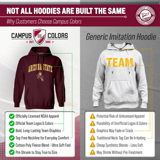 Arizona State Sun Devils Adult Arch & Logo Soft Style Gameday Hooded Sweatshirt - Maroon