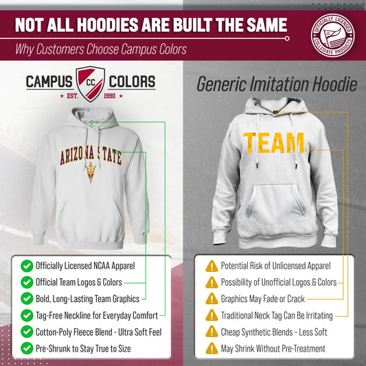 Arizona State Sun Devils Adult Arch & Logo Soft Style Gameday Hooded Sweatshirt - White