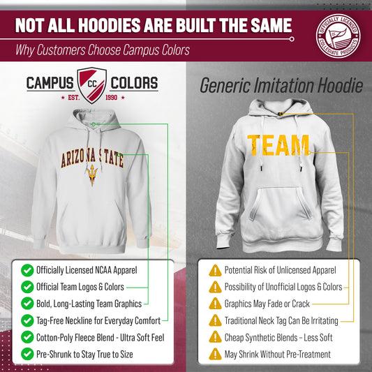 Arizona State Sun Devils Adult Arch & Logo Soft Style Gameday Hooded Sweatshirt - White