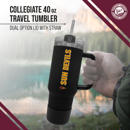 Arizona State Sun Devils College & University 40 oz Travel Tumbler With Handle - Black