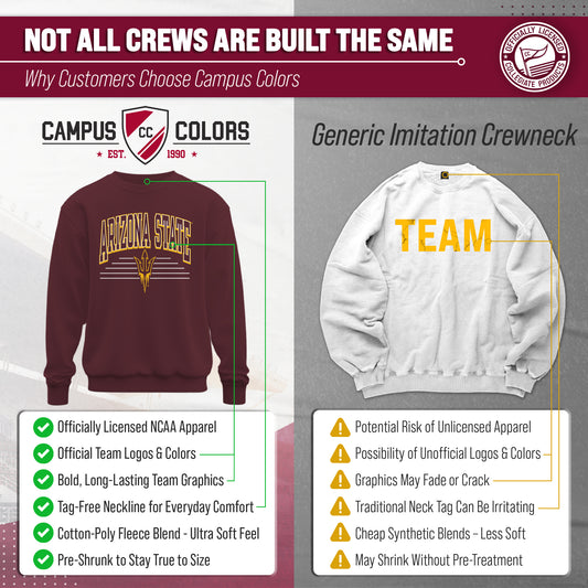 Arizona State Sun Devils NCAA Adult Unisex Overtime Classics Crewneck Fleece Sweatshirt - Maroon