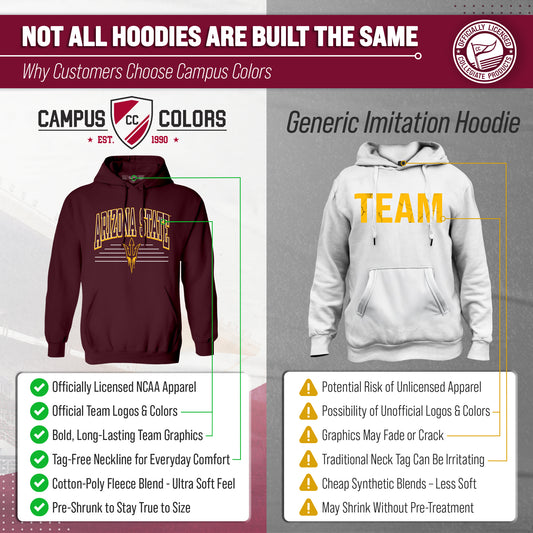 Arizona State Sun Devils NCAA Adult Unisex Overtime Classics Hooded Fleece Sweatshirt - Maroon