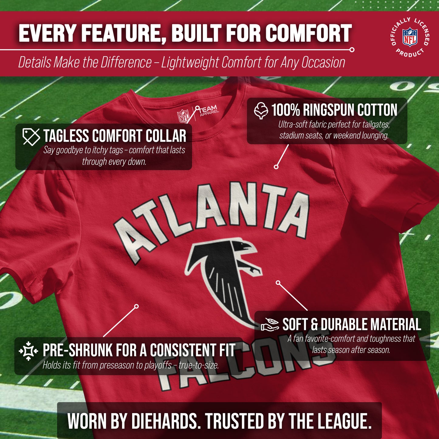 Atlanta Falcons NFL Adult Retro Gameday Unisex T-Shirt - Red