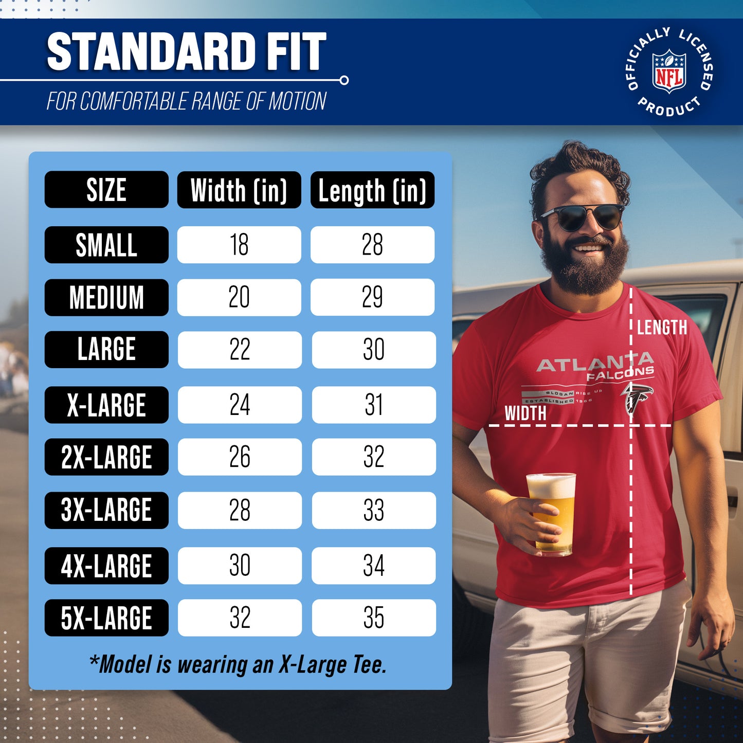 Atlanta Falcons Adult NFL Speed Stat Sheet T-Shirt - Red