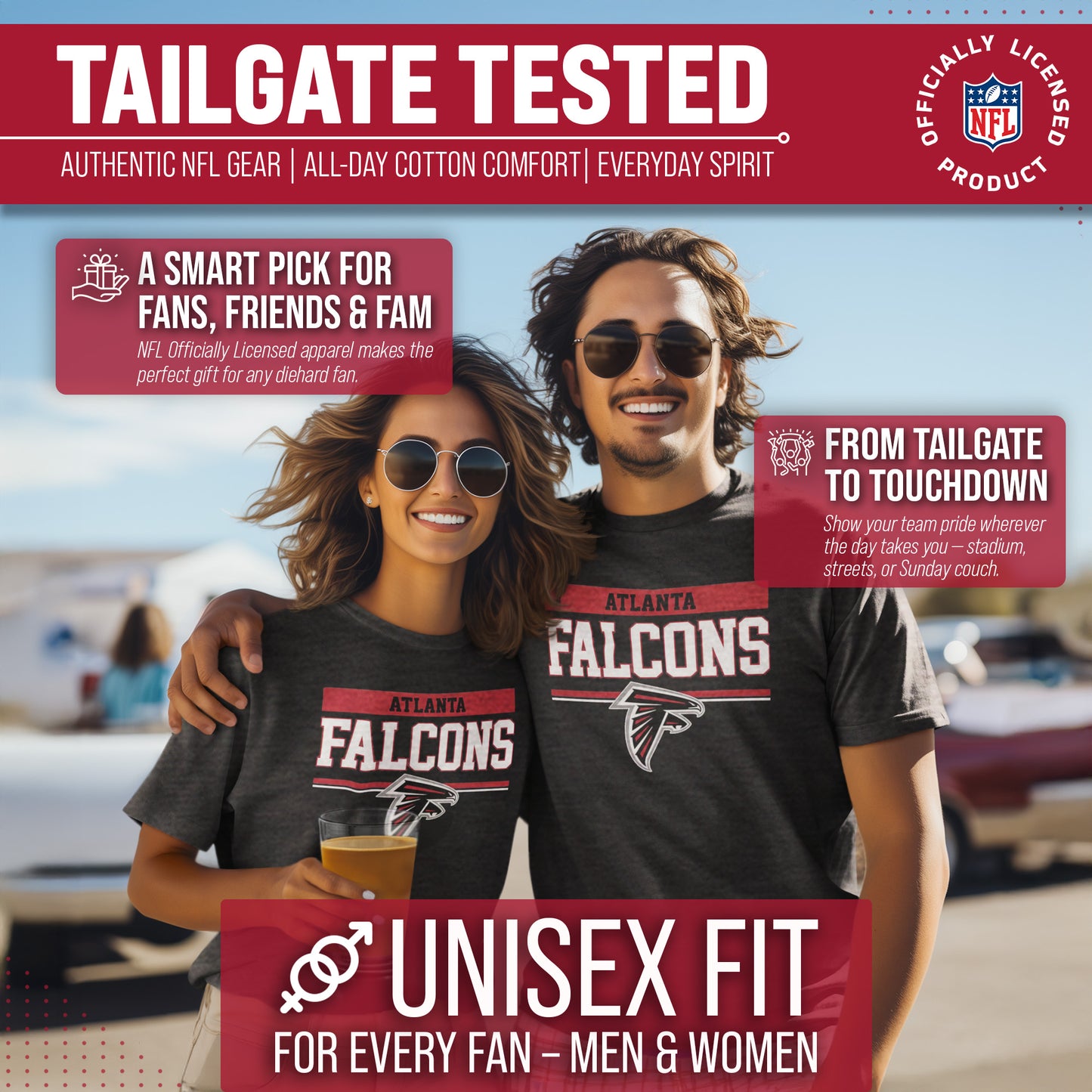 Atlanta Falcons NFL Adult Team Block Tagless T-Shirt - Charcoal