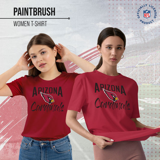Arizona Cardinals NFL Women's Paintbrush Fitted T-Shirt - Crimson