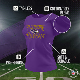 Baltimore Ravens NFL Women's Paintbrush Fitted T-Shirt - Purple