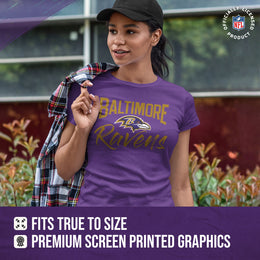 Baltimore Ravens NFL Women's Paintbrush Fitted T-Shirt - Purple