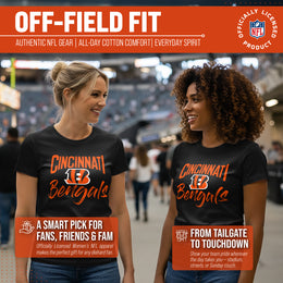 Cincinnati Bengals NFL Women's Paintbrush Fitted T-Shirt - Black