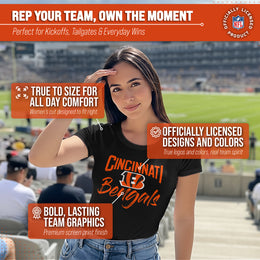 Cincinnati Bengals NFL Women's Paintbrush Fitted T-Shirt - Black