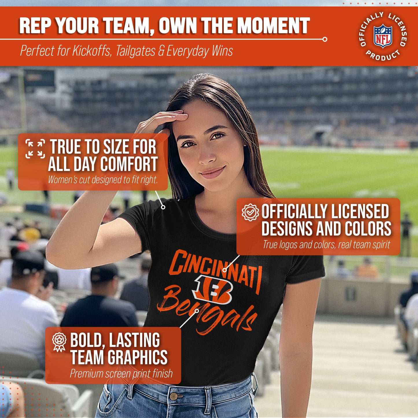 Cincinnati Bengals NFL Women's Paintbrush Fitted T-Shirt - Black