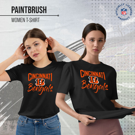 Cincinnati Bengals NFL Women's Paintbrush Fitted T-Shirt - Black