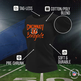 Cincinnati Bengals NFL Women's Paintbrush Fitted T-Shirt - Black