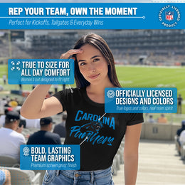 Carolina Panthers NFL Women's Paintbrush Fitted T-Shirt - Black