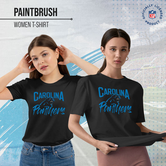 Carolina Panthers NFL Women's Paintbrush Fitted T-Shirt - Black