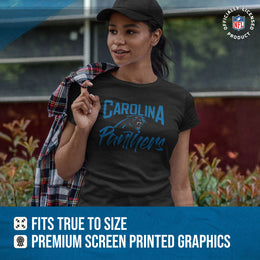 Carolina Panthers NFL Women's Paintbrush Fitted T-Shirt - Black