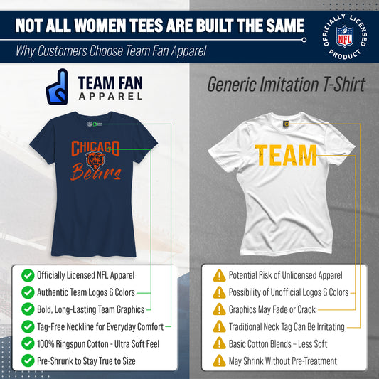 Chicago Bears NFL Women's Paintbrush Fitted T-Shirt - Navy