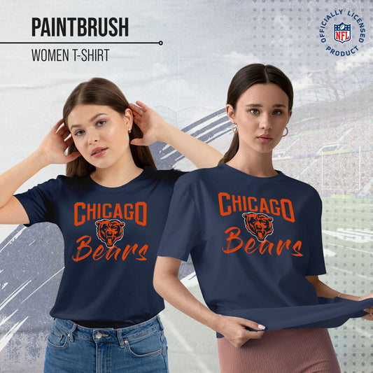 Chicago Bears NFL Women's Paintbrush Fitted T-Shirt - Navy