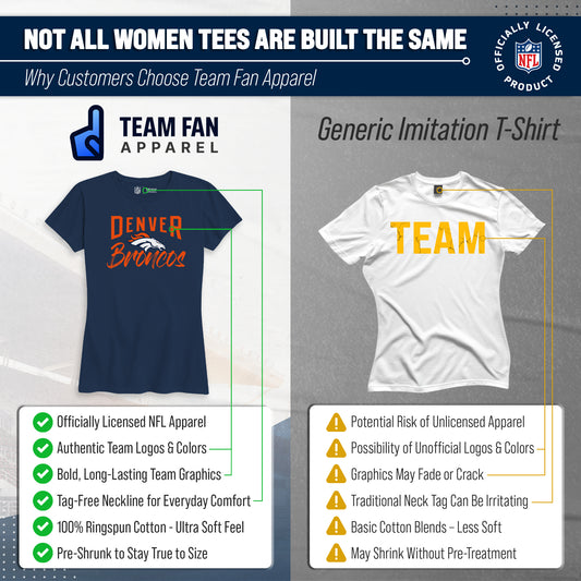 Denver Broncos NFL Women's Paintbrush Fitted T-Shirt - Navy