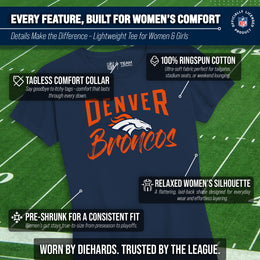 Denver Broncos NFL Women's Paintbrush Fitted T-Shirt - Navy