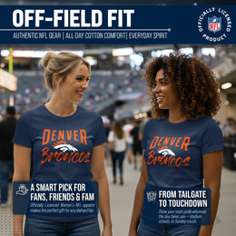 Denver Broncos NFL Women's Paintbrush Fitted T-Shirt - Navy