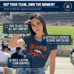 Denver Broncos NFL Women's Paintbrush Fitted T-Shirt - Navy