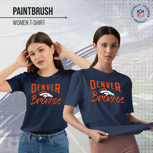 Denver Broncos NFL Women's Paintbrush Fitted T-Shirt - Navy