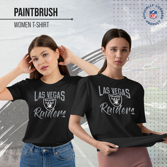 Las Vegas Raiders NFL Women's Paintbrush Fitted T-Shirt - Black