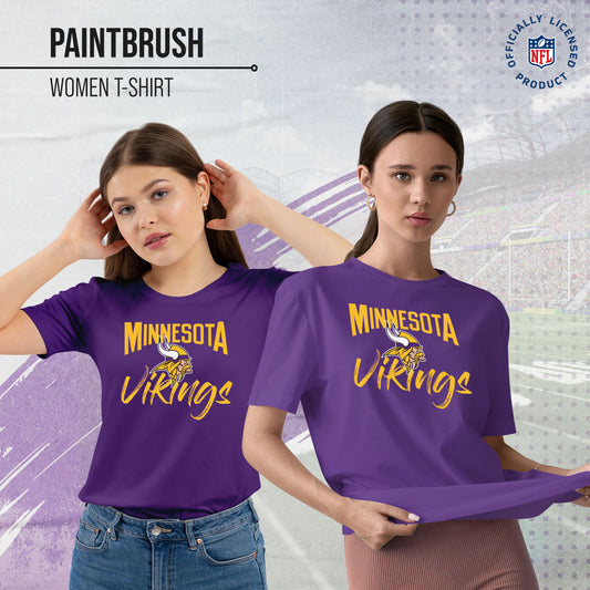 Minnesota Vikings NFL Women's Paintbrush Fitted T-Shirt - Purple