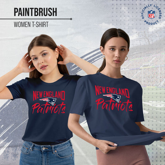 New England Patriots NFL Women's Paintbrush Fitted T-Shirt - Navy