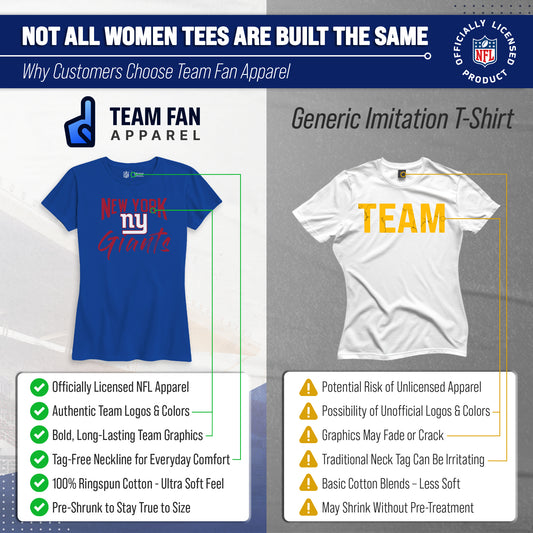 New York Giants NFL Women's Paintbrush Fitted T-Shirt - Royal