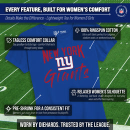 New York Giants NFL Women's Paintbrush Fitted T-Shirt - Royal