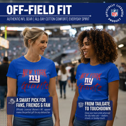 New York Giants NFL Women's Paintbrush Fitted T-Shirt - Royal