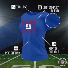 New York Giants NFL Women's Paintbrush Fitted T-Shirt - Royal