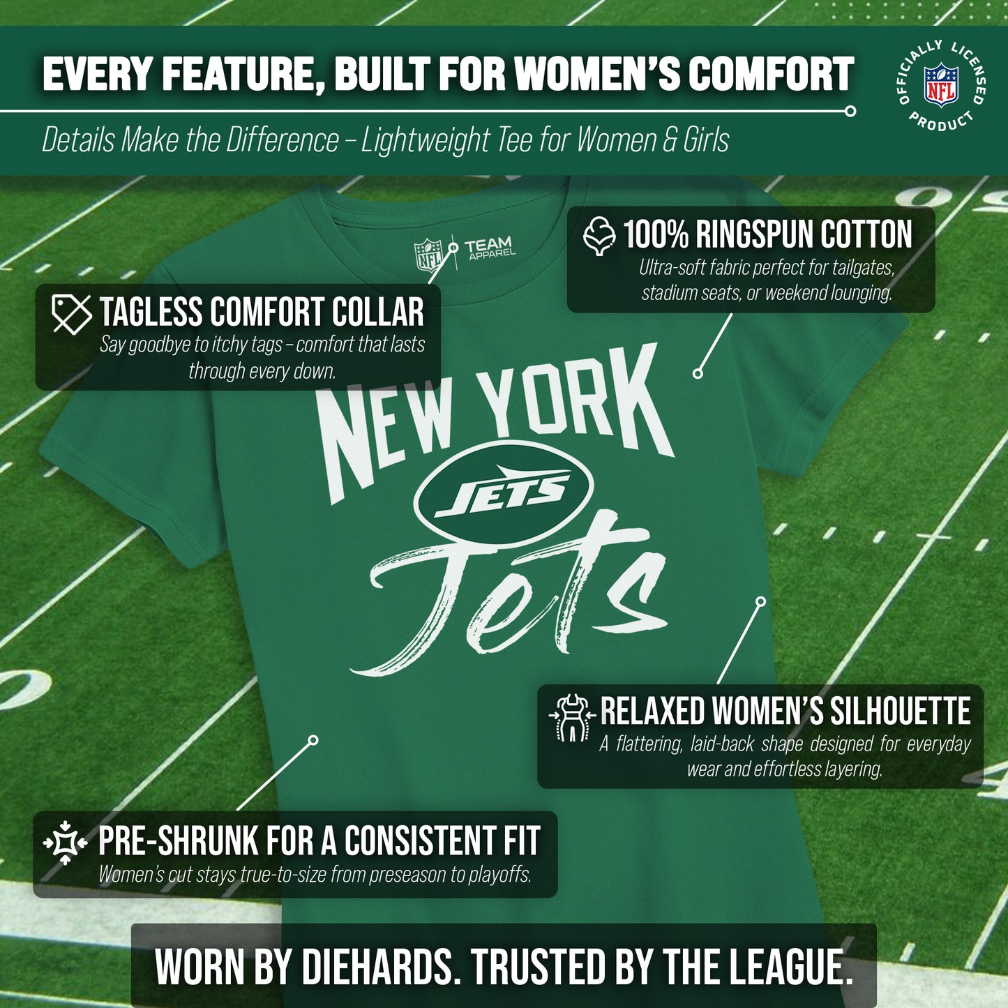 New York Jets NFL Women's Paintbrush Fitted T-Shirt - Green