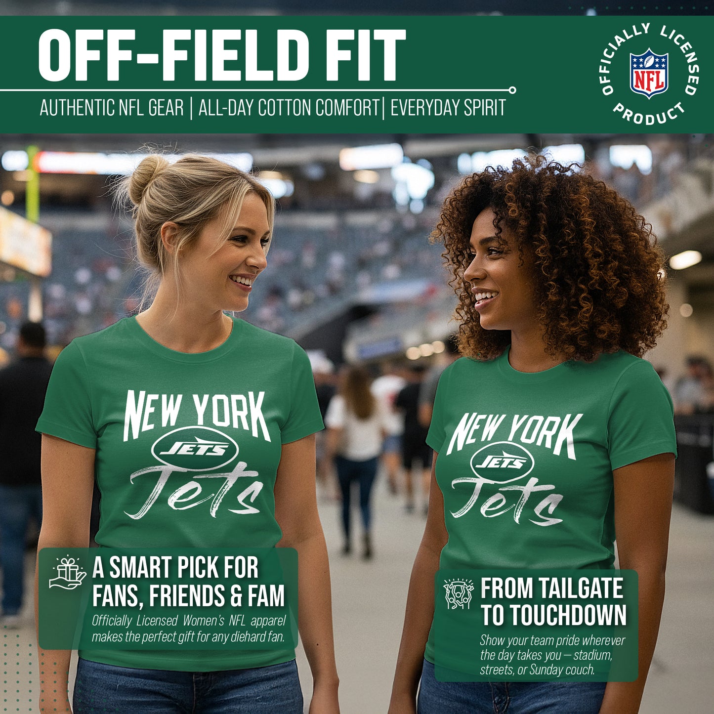 New York Jets NFL Women's Paintbrush Fitted T-Shirt - Green