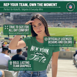 New York Jets NFL Women's Paintbrush Fitted T-Shirt - Green