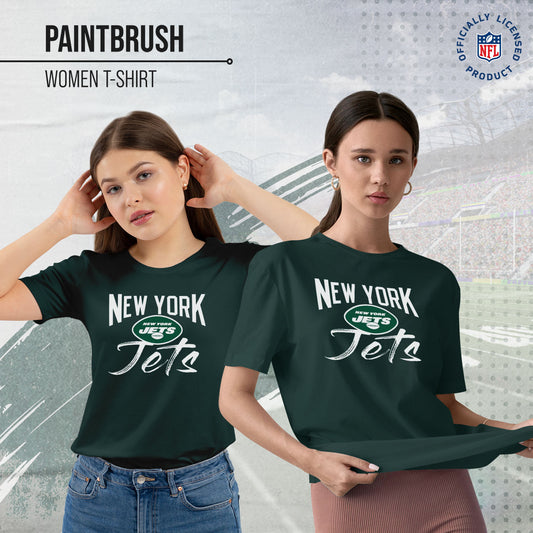 New York Jets NFL Women's Paintbrush Fitted T-Shirt - Green