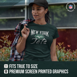 New York Jets NFL Women's Paintbrush Fitted T-Shirt - Green