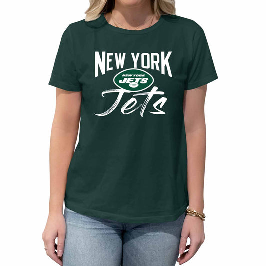New York Jets NFL Women's Paintbrush Fitted T-Shirt - Green