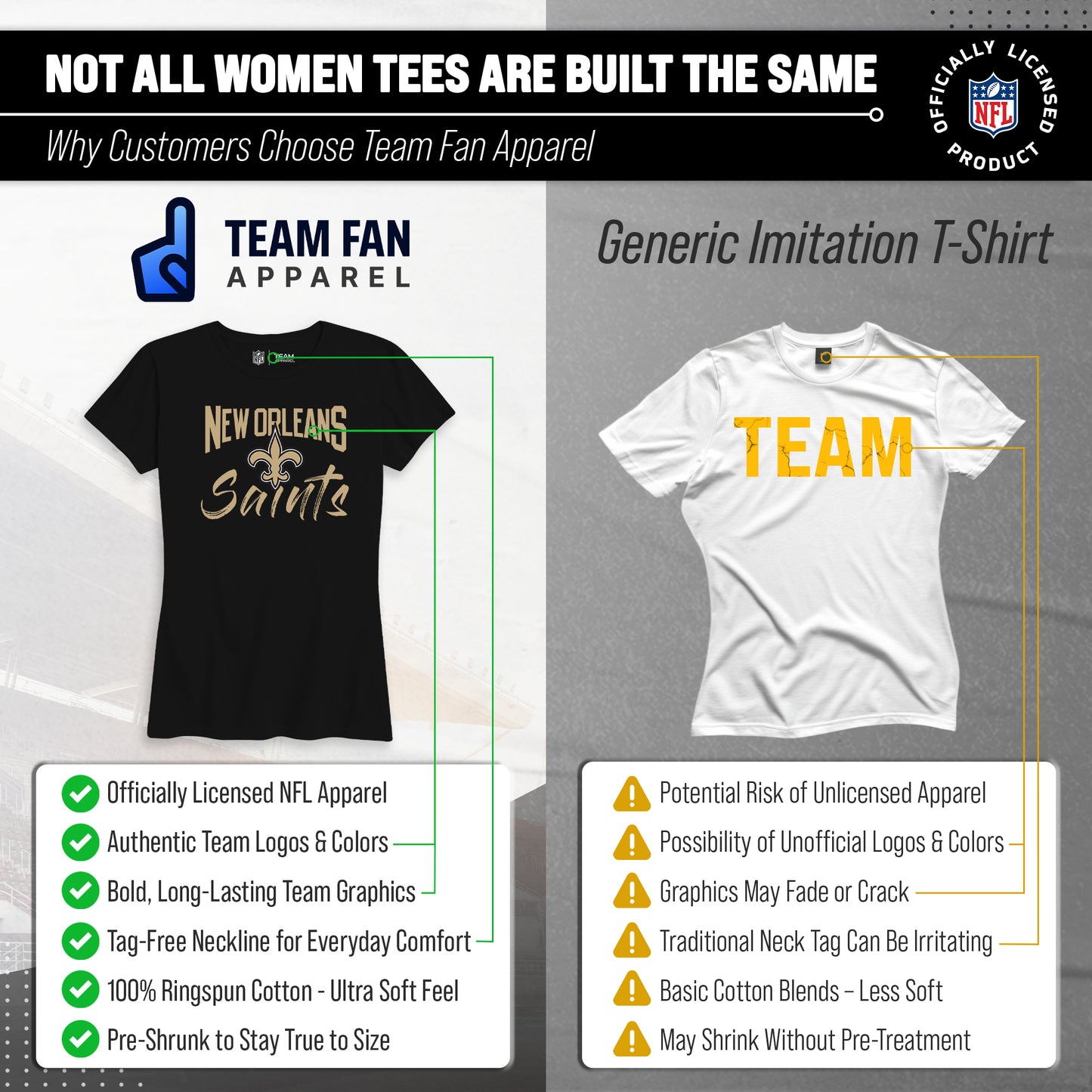 New Orleans Saints NFL Women's Paintbrush Fitted T-Shirt - Black