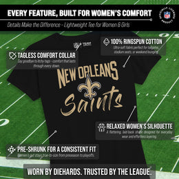 New Orleans Saints NFL Women's Paintbrush Fitted T-Shirt - Black