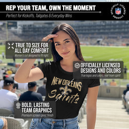 New Orleans Saints NFL Women's Paintbrush Fitted T-Shirt - Black