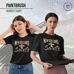New Orleans Saints NFL Women's Paintbrush Fitted T-Shirt - Black