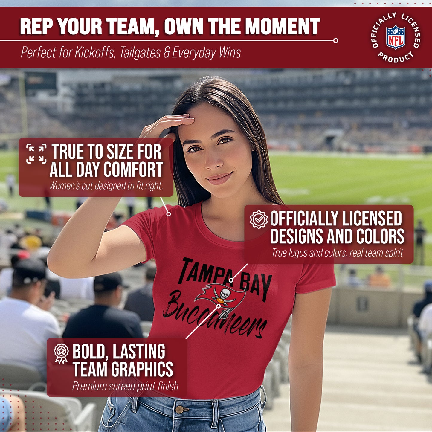 Tampa Bay Buccaneers NFL Women's Paintbrush Fitted T-Shirt - Red