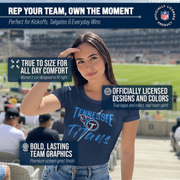 Tennessee Titans NFL Women's Paintbrush Fitted T-Shirt - Navy