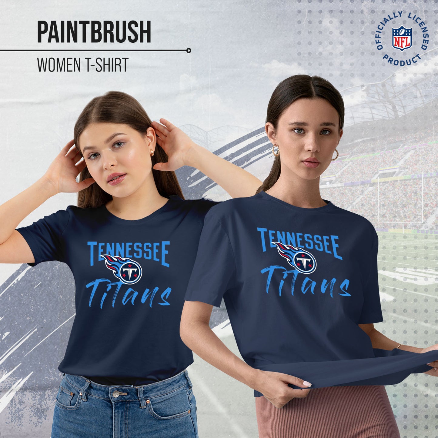 Tennessee Titans NFL Women's Paintbrush Fitted T-Shirt - Navy