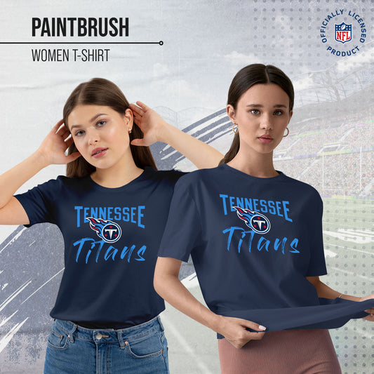Tennessee Titans NFL Women's Paintbrush Fitted T-Shirt - Navy